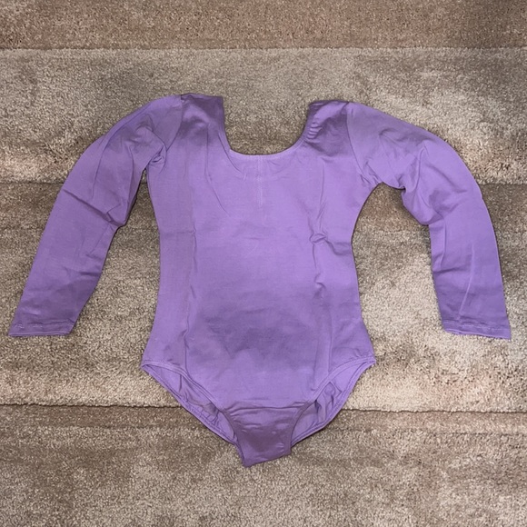 Long Sleeve Ballet Dance Leotard w Classic Bow Knot Design Purple Size: 140, 7/8 - Picture 3 of 7
